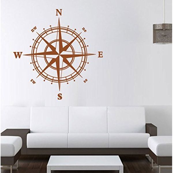 BooDecal Navigation Compass Wall Decals Stickers Decors for Living Room