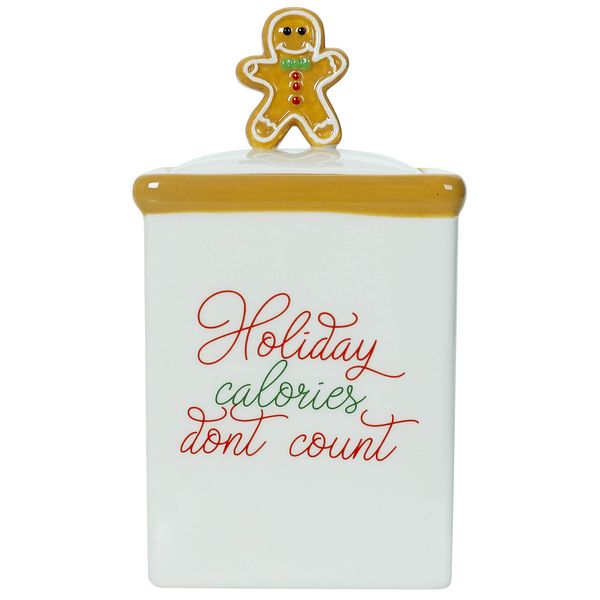 Holiday Calories Don't Count - Christmas Themed Winter Holiday Ceramic Cookie Jar