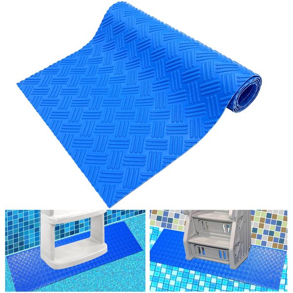 SKARUMMER Swimming Pool Ladder Mat - Protective Pool Ladder Pad Step Mat with Non-Slip Texture, Blue Medium Pool Step Mat 36 inch X 9 inch