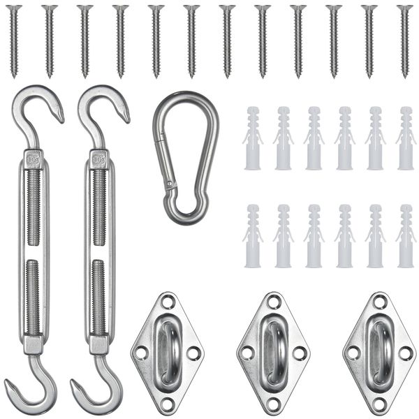 Sun Shade Sail Triangle Hardware Kit 8" Anti-Rust Stainless Steel Accessory