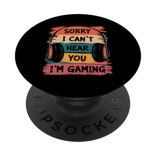 Funny Gaming Headset Retro Gamer Statement PopSockets Adhesive PopGrip