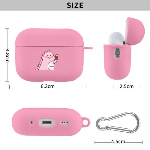 Cartoon Ice Cream Dinosaur Pattern Case for Airpods Pro 2nd Gen,Cute Animal Case for Airpods Pro 2 Soft TPU Protective Cover with Keychain for Girls Kids Teen(Pink&Ice Cream Dinosaur)
