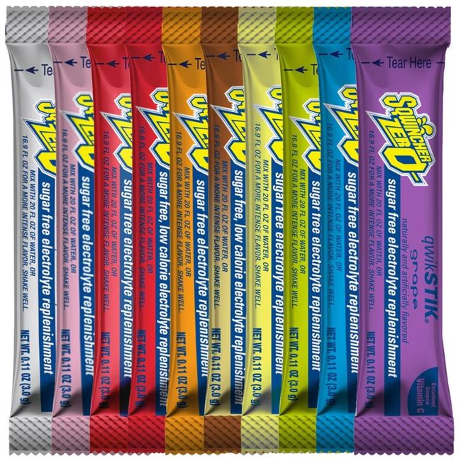 Sqwincher Zero 10 Flavor Qwik Stik Assorted (Case of 500) Sugar-Free Electrolyte