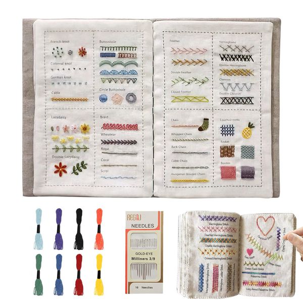 Embroidery Books Kit for Beginners, DIY Stitch Book Embroider, Needle and Thread Kits with Rich Patterns Cross Stitch Mom Gift for Girl