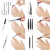 Manicure Set - 12 Piece Professional Pedicure Tools - German Made Nail Kit - Grooming Set - Genuine Leather Case - Ideal Travel Nail Kit - Nail Set - Incl. Nail Cutter - Dark Blue