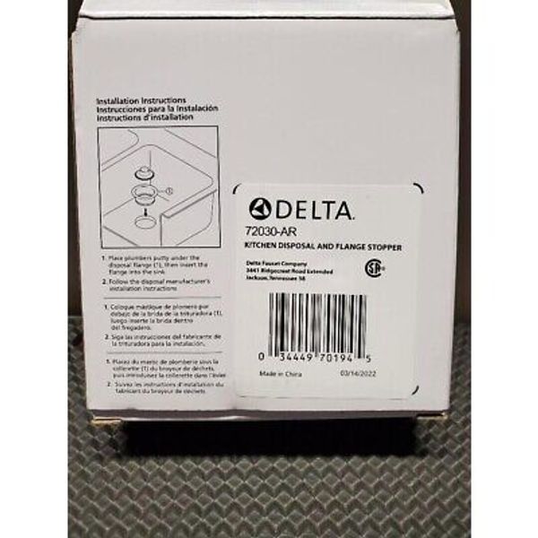 Delta 72030-AR Garbage Disposal Flange and Stopper, Arctic Stainless