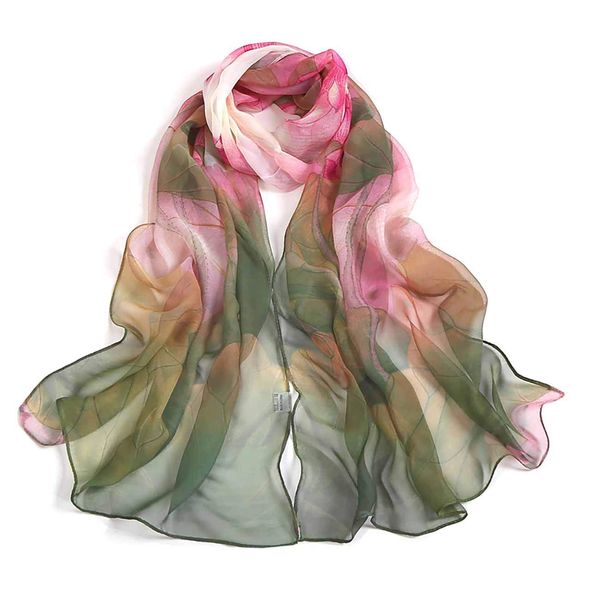 AliceLife Scarfs for Women Lightweight Print Floral Pattern Scarf Shawl Fashion Scarves Sunscreen Shawls, Green, 160*50CM