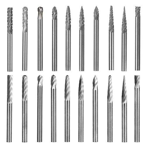 Kimlonton 20-Piece Rotary Bar, Carbide Blade Rutor, Bit, Shank Diameter Approx. 0.1 inch (3 mm), Blade Width 0.1 inch (3 mm), Tungsten Steel Grinding Carbide Bar, Rotary Tool Set for Cutting and