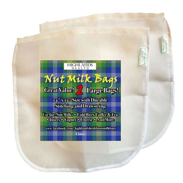 Nut Milk Bags for Almond milk or Cold Brew Coffee 2 Pack from Highlands Health