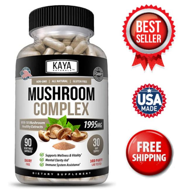 10x Mushroom Complex 90ct with Lions Mane, Reishi, Shiitake, Chaga and more