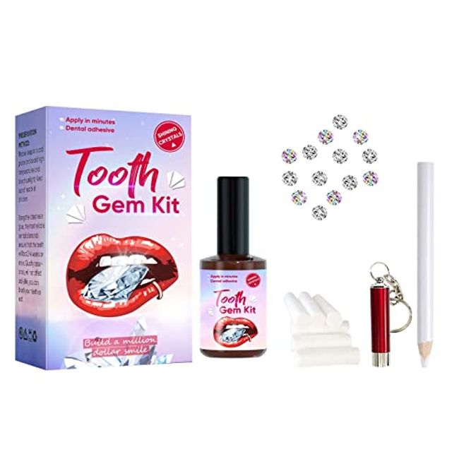 Tooth Gem Kit, Tooth Crystal Set with Light & Glue, DIY Fashionable Tooth  Crystal Kit for Starter, 20 PCS