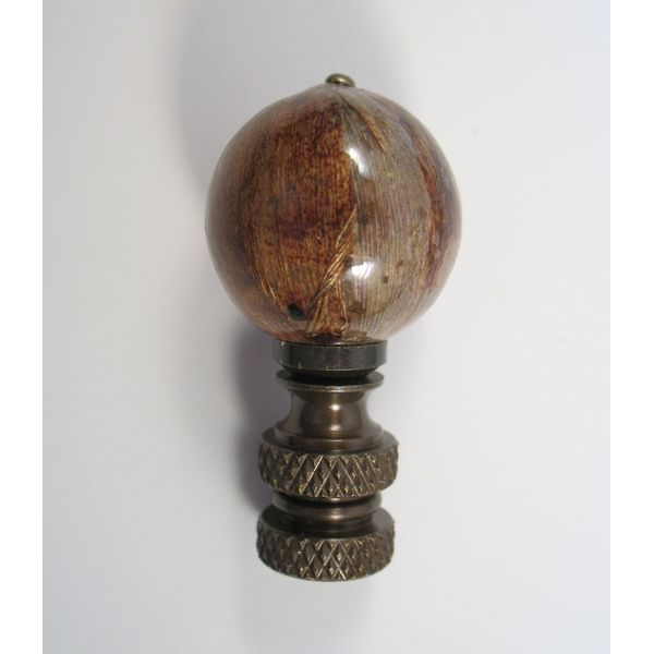 Lamp Finial Brown Laminated Natural Material Ball (T5)