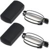 Fsread Folding Reading Glasses Compact Small Portable Blue Light Blocking Reader Spring Hinge Black 2 Pair +3.0