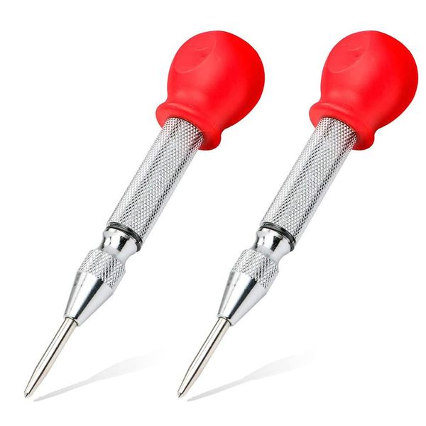 Saipor 2pcs 5 Inch Automatic Center Punch Adjustable Spring Loaded Center Hole Punch Tool for Metal Wood Plastic