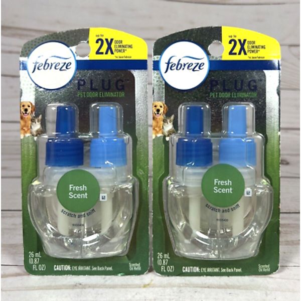 Febreze Plug Pet Odor Eliminator Fresh Scent Scented Oil Refill .87oz (2 Pack)