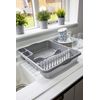 2 x High Grade Extra Large Plastic Dish Drainer Plate and Cutlery Rack in Silver