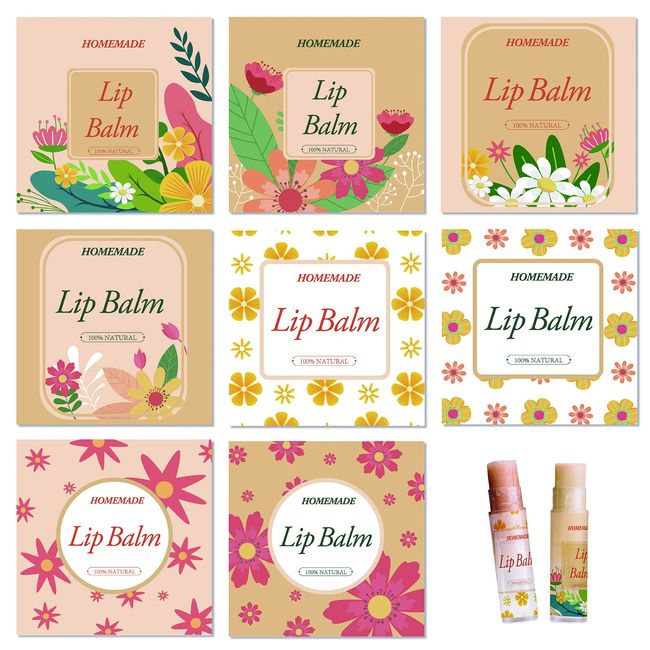 CRASPIRE Lip Balm Labels 80pcs Homemade Lip Balm Labels 2” Clear Lip Balm Labels for Tubes Printable Waterproof Lip Balm Stickers Labels for Lip Balm Handcream Candle Container（Flowers-Orange Yellow）