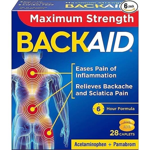 3 Pack BACKAID Max Maximum Strength Acetaminophen Caplets Aspirin Free 28 Ct Ea
