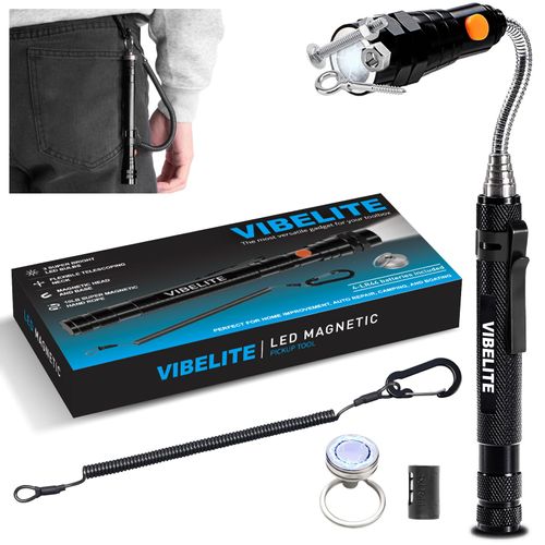 Magnetic Flashlight with Tool Magnetic Lanyard, Telescoping Magnet Pickup Tool，Cool Gadgets Gifts Idea, Valentines Day Gifts for Men, Handyman, Husband, Boyfriend, Him