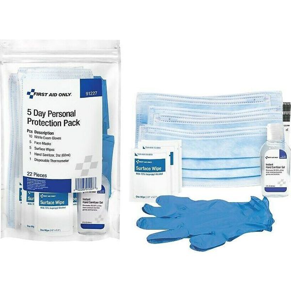 First Aid Only 91227 Five-Day Personal Protection Kit, 22 Pieces/Pack