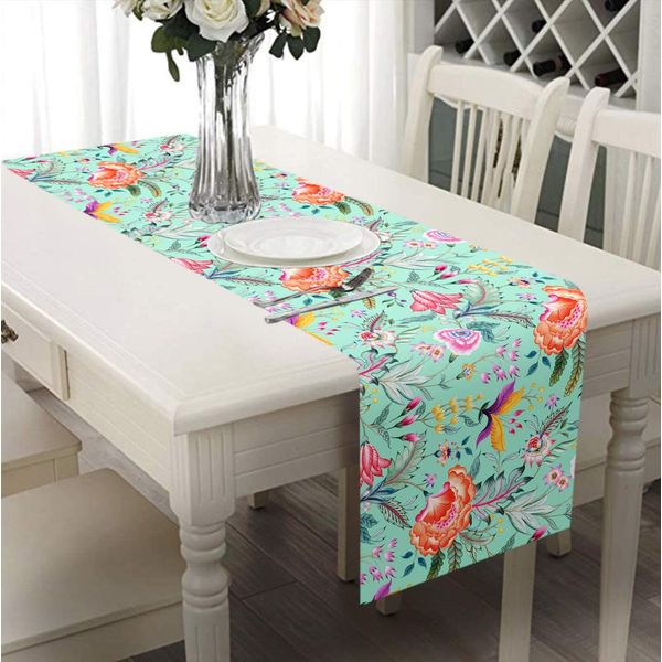 Printed Table Runner - Chintz Green and Pink