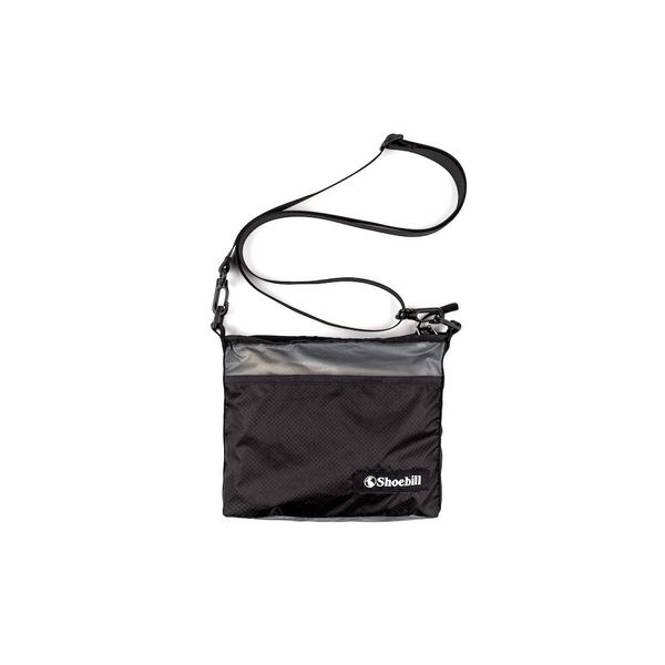 Shoebill Sacoche Bag, Shoulder Bag, Nylon, Waterproof, Small, Foldable, Mountaineering, Outdoor Activities, Lightweight, black grey