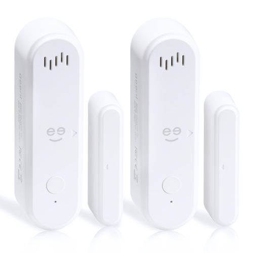Geeni Window and Door Sensor Alarm - 2 Pack Wi-Fi Controlled, Battery-Powered Smart Security Door Alarm Window Sensor for Home, Garage, Office, Instant Alerts, Siren, Alexa, Google Home Compatible