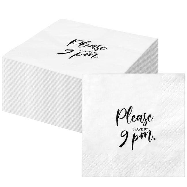 50 Pack Please Leave by 9 Napkins Cocktail Napkins Funny Napkins Beverage Paper Napkins Party Napkin Napkins Funny for Bar Restaurant Wedding Dinner Party (Stylish)