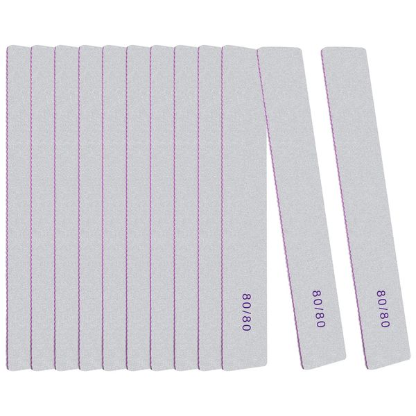 LOPHE 12PCS Professional Nail Files, Double Sided 80/80 Grit Emery Boards for Nails, Nail Shaping Manicure Tools, Professional Nail File Set for Nail Styling, Salon, Home Use