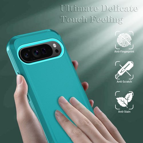 Qinmay Phone Case for Google Pixel 9 Pro XLCase with HD Screen Protector, Heavy Duty Shockproof & Dropproof 3-Layer Cover Phone Case for Pixel 9 Pro XL，LakeSkyBlue