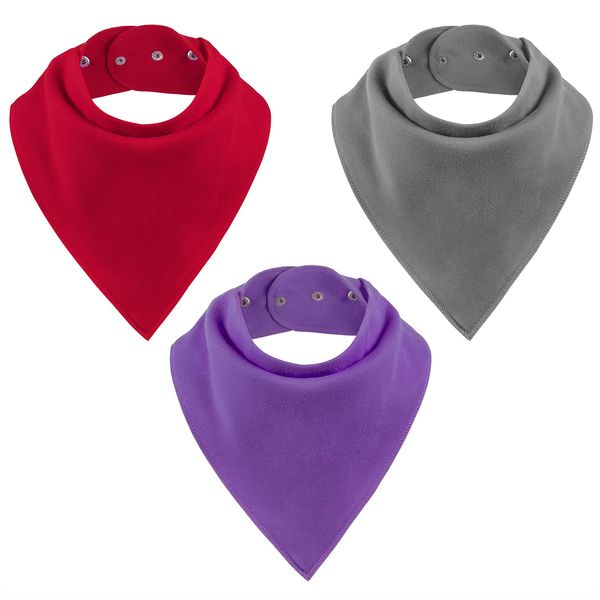 Large Bandana Bibs, Gray+red+dark Purple, One size