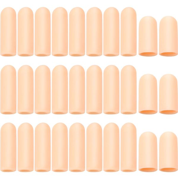 30 Pieces Gel Finger Protector Finger Cots Silicone Finger Cover Cap Gel Finger Sleeves Finger Support for Finger Cracking, Finger Trigger (Apricot)