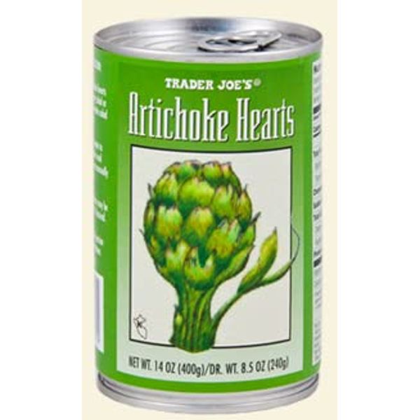 Trader Joe's Artichoke Hearts, Packed in Water, 14oz/400gr (Pack of 2)