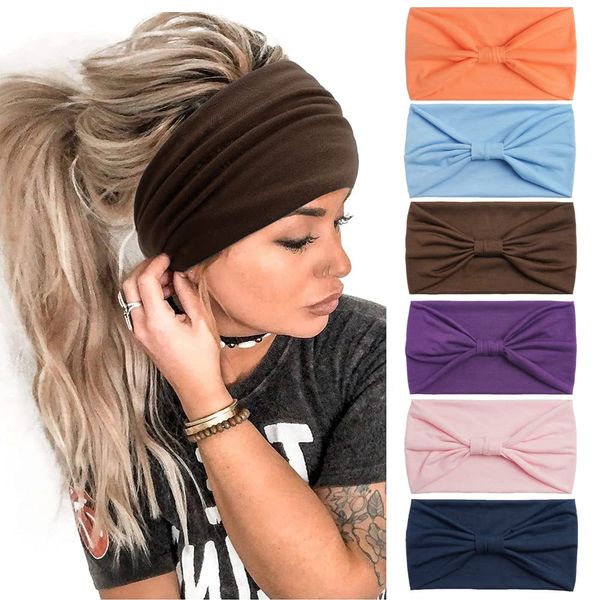 Mode-Stirnbänder für Frauen Haare Kopftücher Haarband Turban Blume Baumwolle Stirnbänder Breite Yoga Sport Stirnband Head Wrap (P6COLOR2)