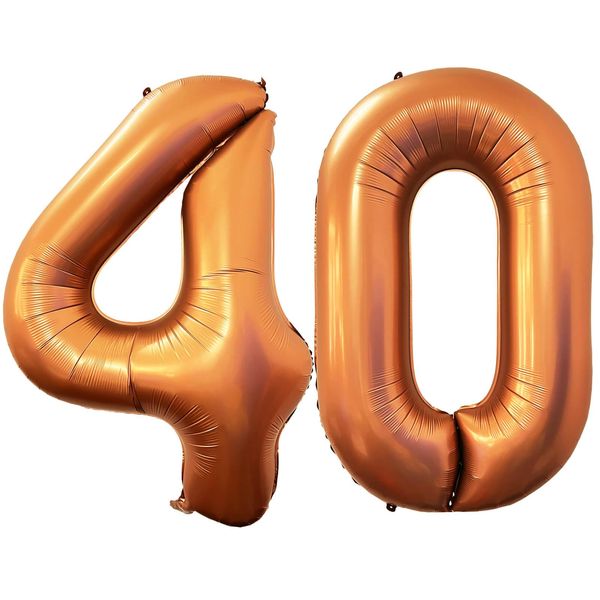 Number 40 Orange Balloons 40 Inch Giant Orange 40 Number Foil Helium Balloons for 40th Orange Birthday Party Supplies 40th Anniversary Events Decorations