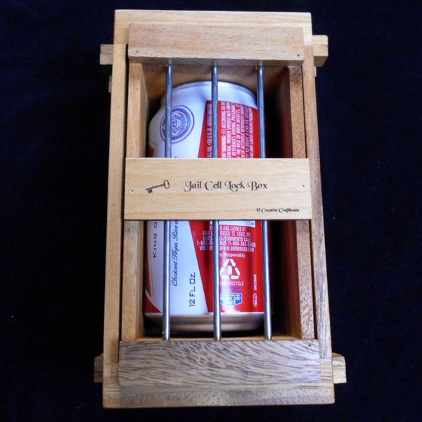 The Jail Cell Puzzle Box -Holds Beer Can, Soda cans, Many Cell Phones, Gift Card, Etc