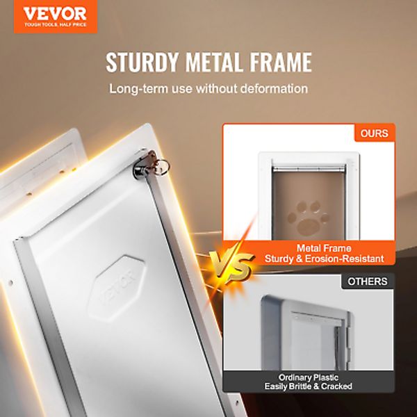 Pet Door for Wall with Lock and 3 Magnetic Flap System Metal Frame Medium