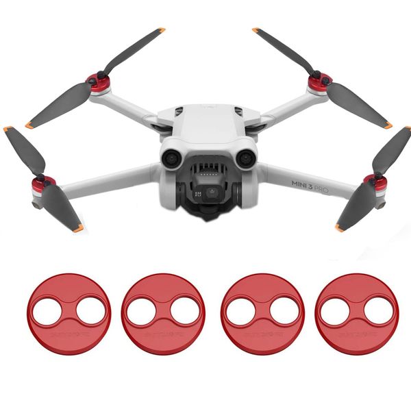 Darkhorse Upgraded Aluminum Motor Cover Cap 4 Pieces Compatible with DJI Mini 4 Pro Mini 3 Pro Drone Accessory - Dustproof,Waterproof, Protection Mounts - Red