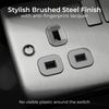 BG Electrical NBS22G Double Switched Power Socket, Brushed Steel, 13 Amp