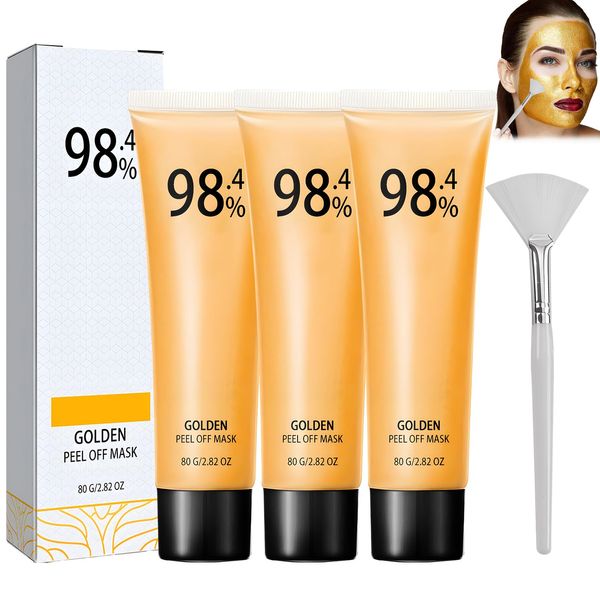 3 Stück Gold Peel Off Masken, Peel Off Anti Falten Whiten Maske, Anti Falten Anti Aging Gesichtsmaske, Peel Off Maske Gesicht, Zur Hydratation, Anti-Falten-Wirkung, Reinigung und Aufhellung