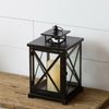 Lantern Square, Candle Holder, Large - Black Washed Wood