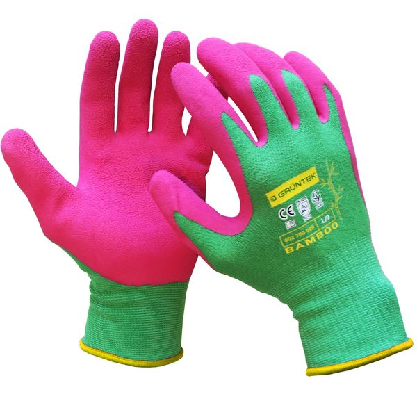 GRÜNTEK 2 Pairs Garden Gloves Bamboo Garden Work Gloves for Domestic and Commercial Use in Horticulture, Fishing, Building and Restoration (M/8)