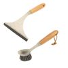 Kitchen Cleaning Tools Set, 2 Pack (Dish Brush with Bamboo Handle and Squeegee with Bamboo Handle)