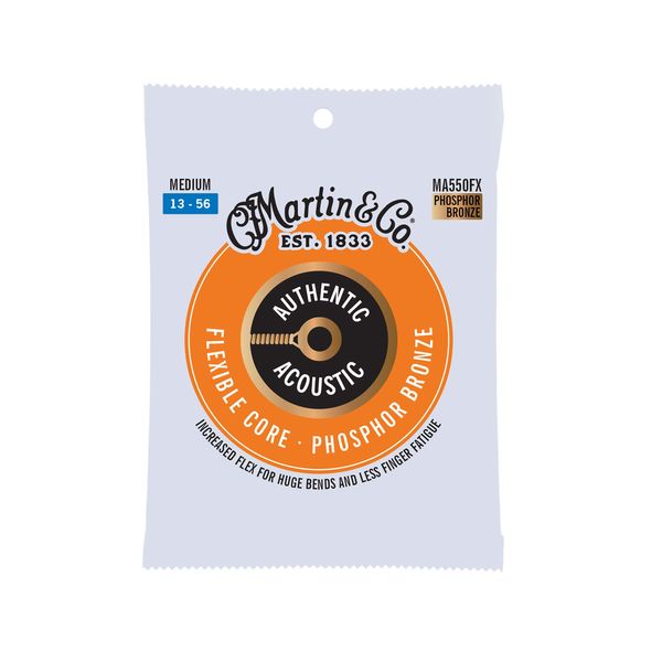 MARTIN Acoustic Guitar Strings, Flexible Core Medium 13-56, 98/2 Phosphor Bronze (MA550FX)