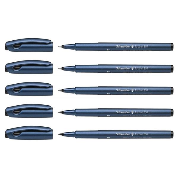 Schneider 5 Stück Tintenroller, Topball 857 06 schwarz