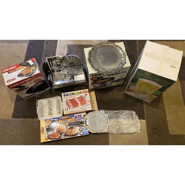 Lot of Kitchen Appliances Mostly New Grill-Slicer-Crock Pot ETC