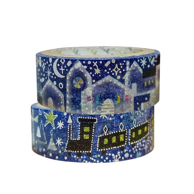 Sealdo Shinzi Katoh ks-dt-20041 Kinzi Katoh Ks-dt-20041 Foil Filled Galaxy Railway Night I and Ginga Railway Night II Glitter Masking Tape, 2 Rolls, 3 m Rolls, Silver