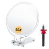 Auxmir Hand Mirror, Magnifier, 30x, Foldable, Double Sided Handle, Compact Mirror, 30x Equal Time, Tabletop Mirror, Compact, Portable, Round