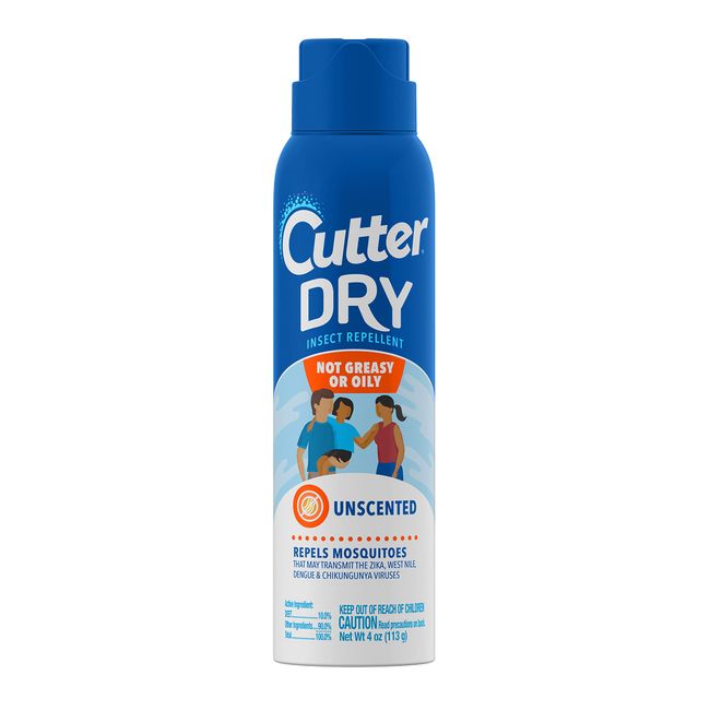 Cutter Dry Insect Repellent, Aerosol, 4-Ounce, 12-Count, Clear