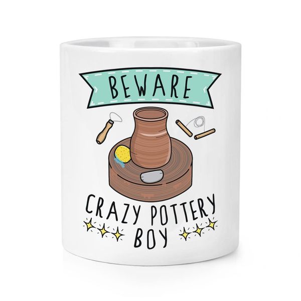 Beware Crazy Pottery Boy Makeup Brush Pencil Pot
